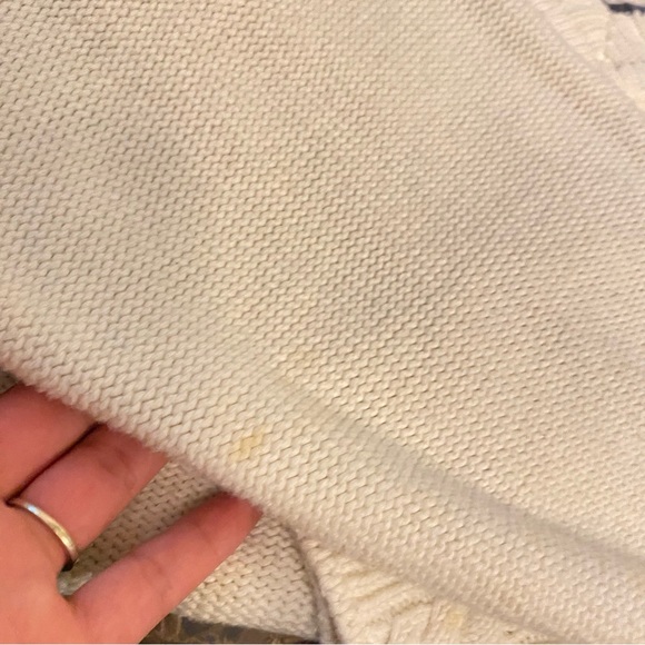 Eddie Bauer Vintage Preppy School girl cotton chunky Knit Vneck white sweater - Picture 3 of 8